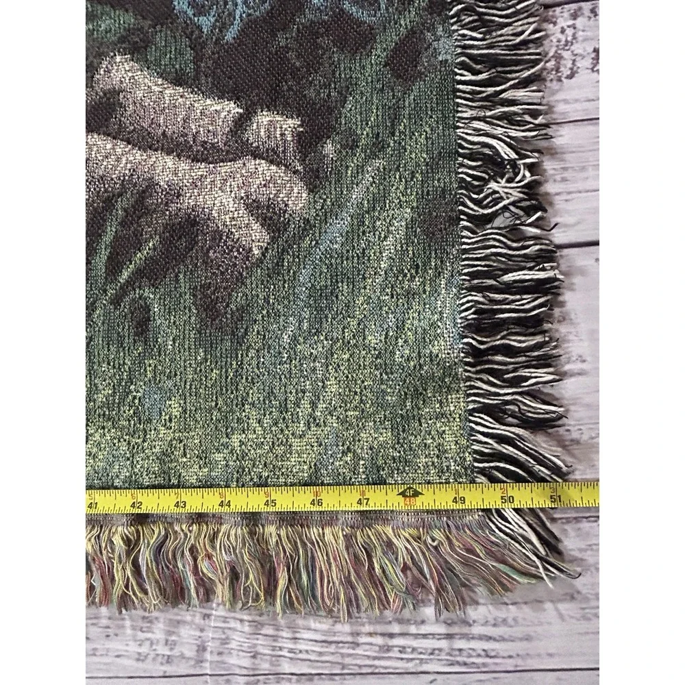 Vintage Linda Picken 1996 Cat Kitten Woven Tapestry Blanket Throw Fringe 68x51